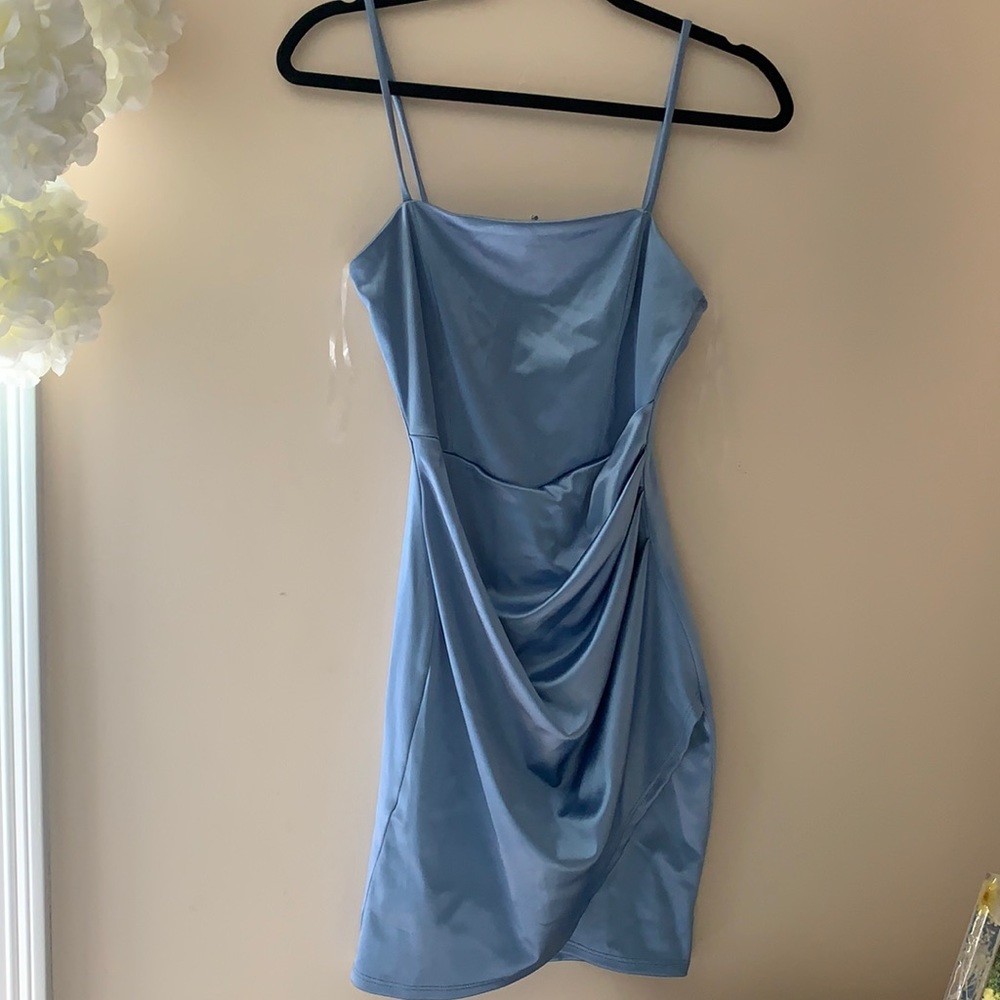Blue silk cocktail dress
